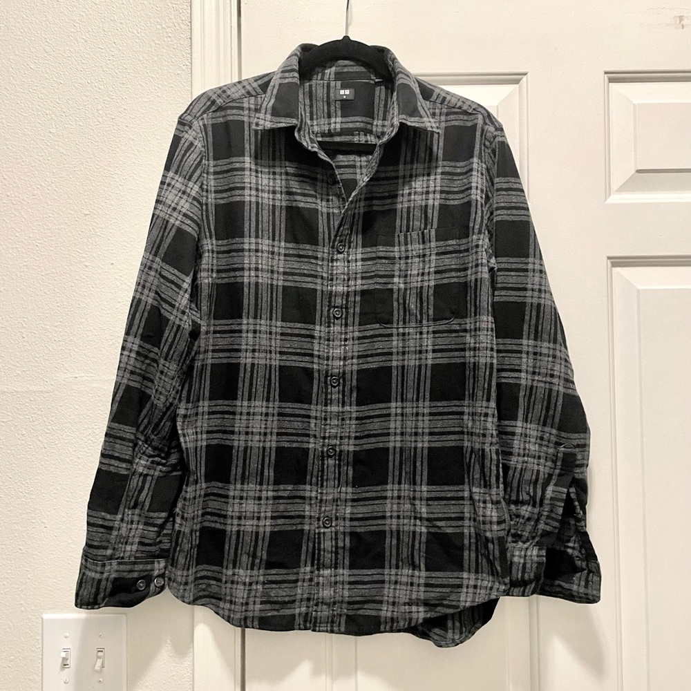 Mens Uniqlo Plaid Button Down Flannel Shirt M Medium